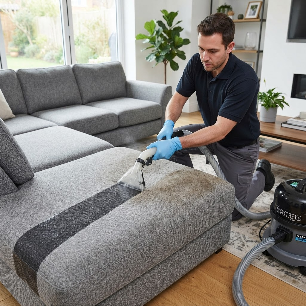 Nettoyage d'un canapé en tissu par injection-extraction
